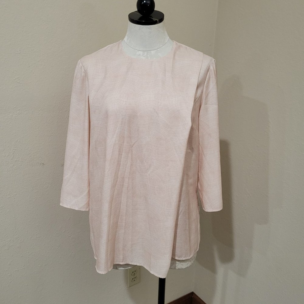 MM Lafleur Bourgeois Blouse size small split front draped printed shirt top